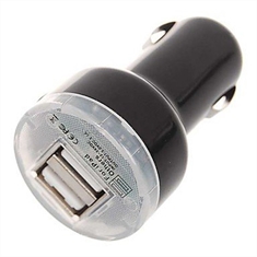 Carregador USB Veicular com 2 entradas LED - Preto